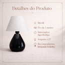 Abajur de cerâmica Gota Preto Brilhante
